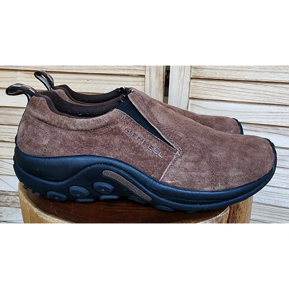 Merrell Sz 11 Brown Suede Leather Jungle Moc J65685 Slip On Hiking Trail Shoes
